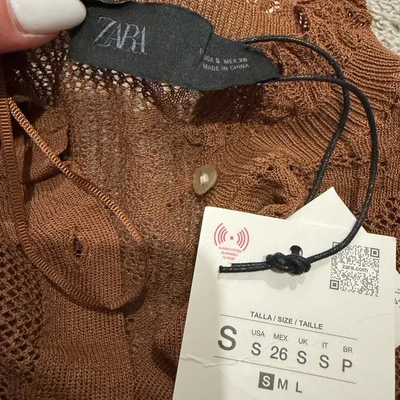 Zara Brown Lace Ruffle Blouse - Picture 3 of 3